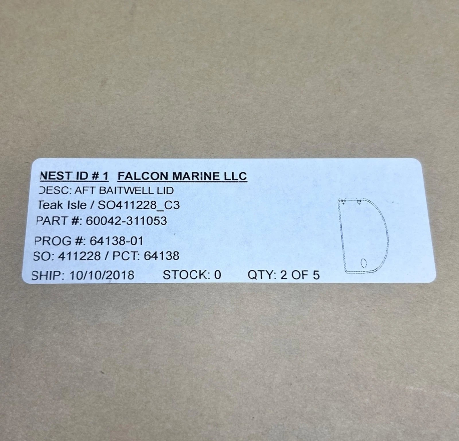 Aft Baitwell Lid for Falcon 26 Offshore Boats (17.5'' x 17.5'')