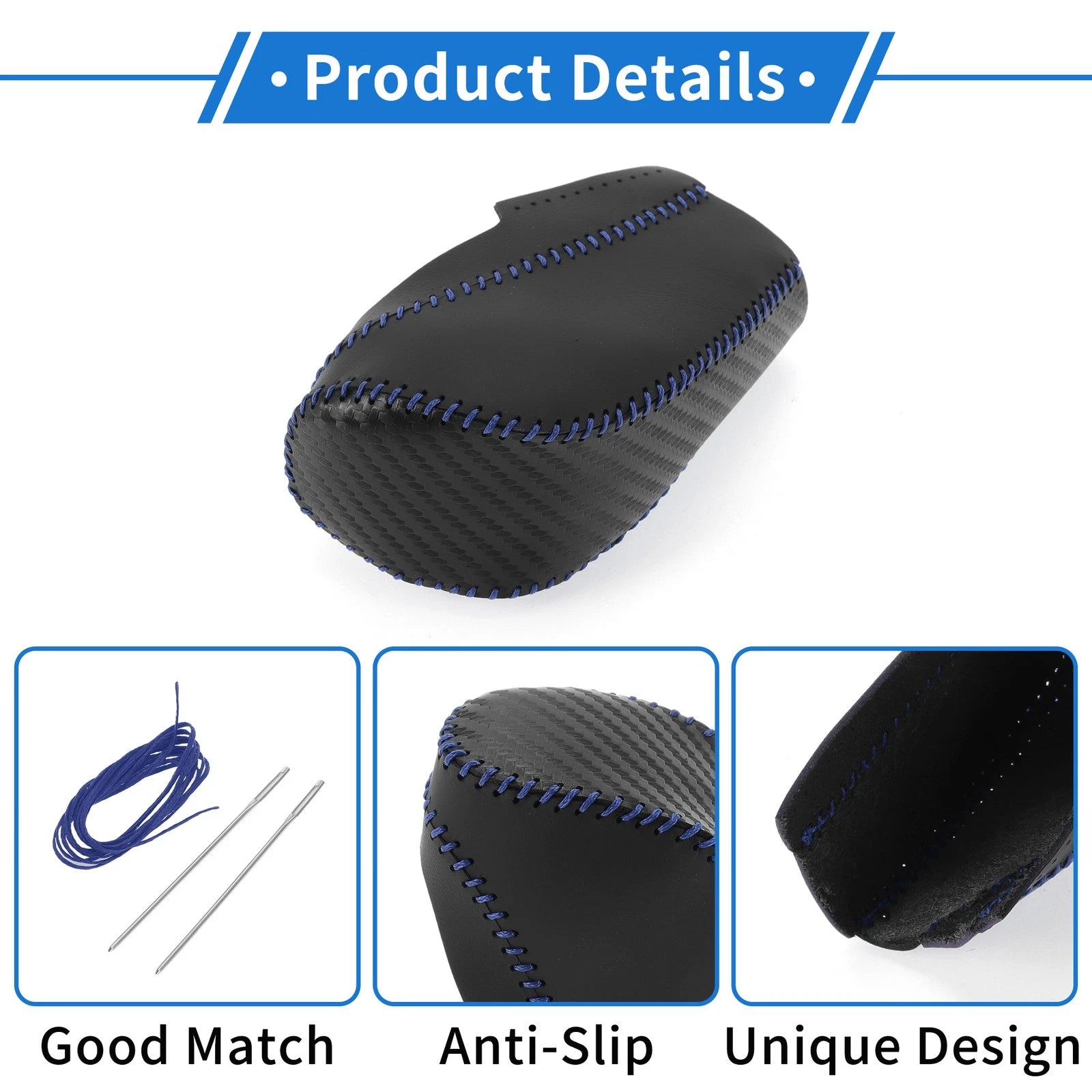 Gear Shift Knob Cover for Chevrolet Cruze (2011–2015) Black Carbon Fiber Blue