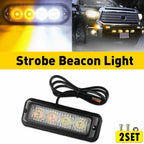 2X Amber LED Strobe Beacon Warning Light for Car Truck