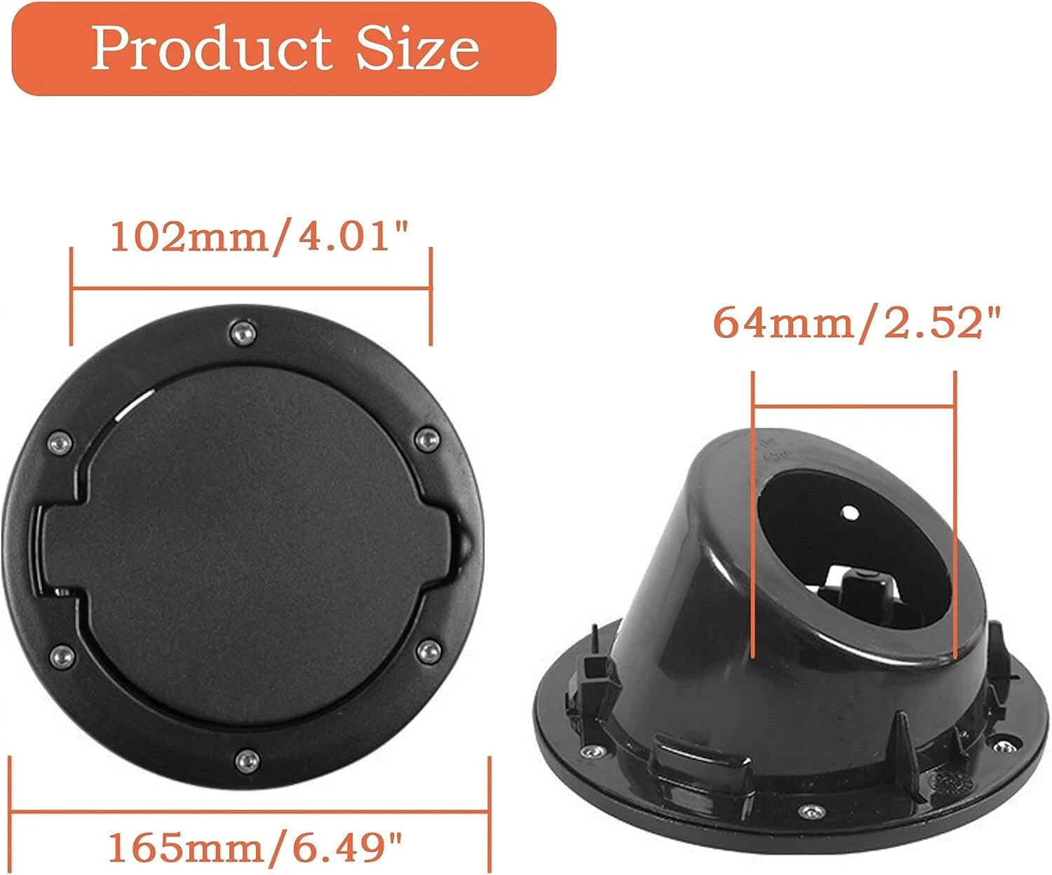 Fuel Filler Door Cap for Jeep Wrangler JK (2008–2017) - Black Lock Gas Cover
