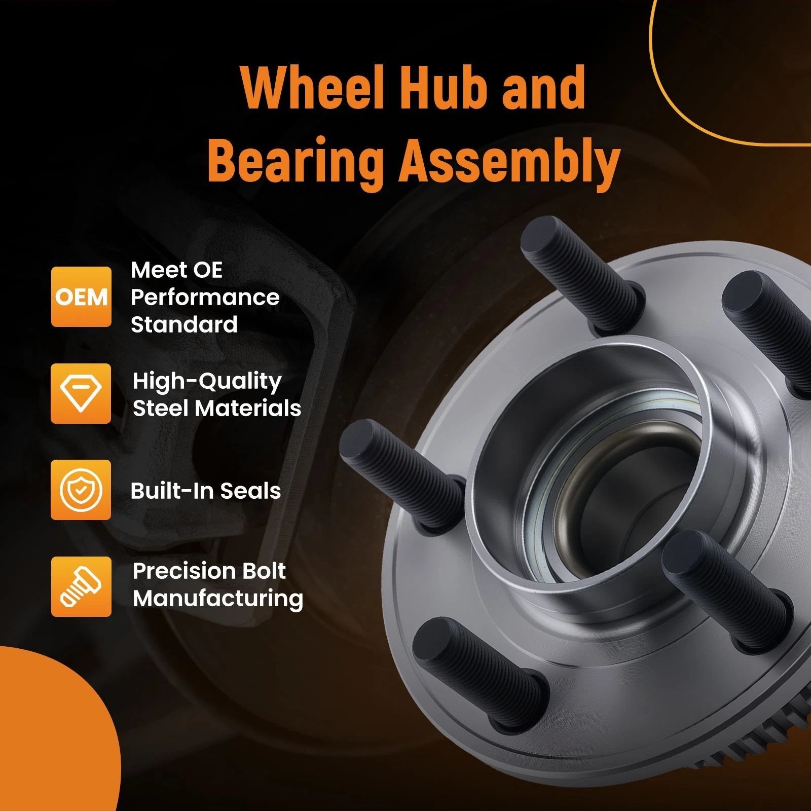 Front LH RH Wheel Hub & Bearing Assembly for Ford Mustang (2015–2020) 513346