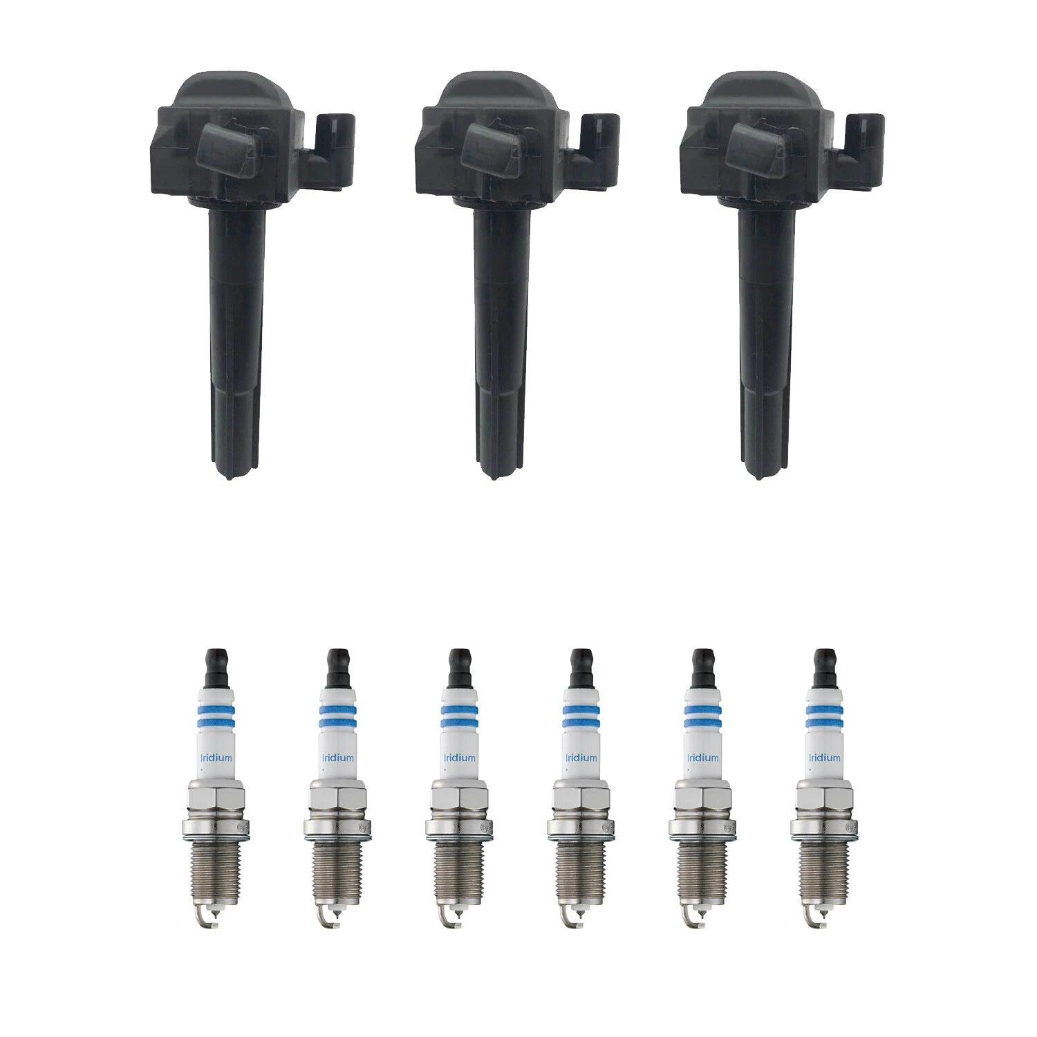 Set of 3 Ignition Coils & 6 Bosch Iridium Spark Plugs for Sorento V6
