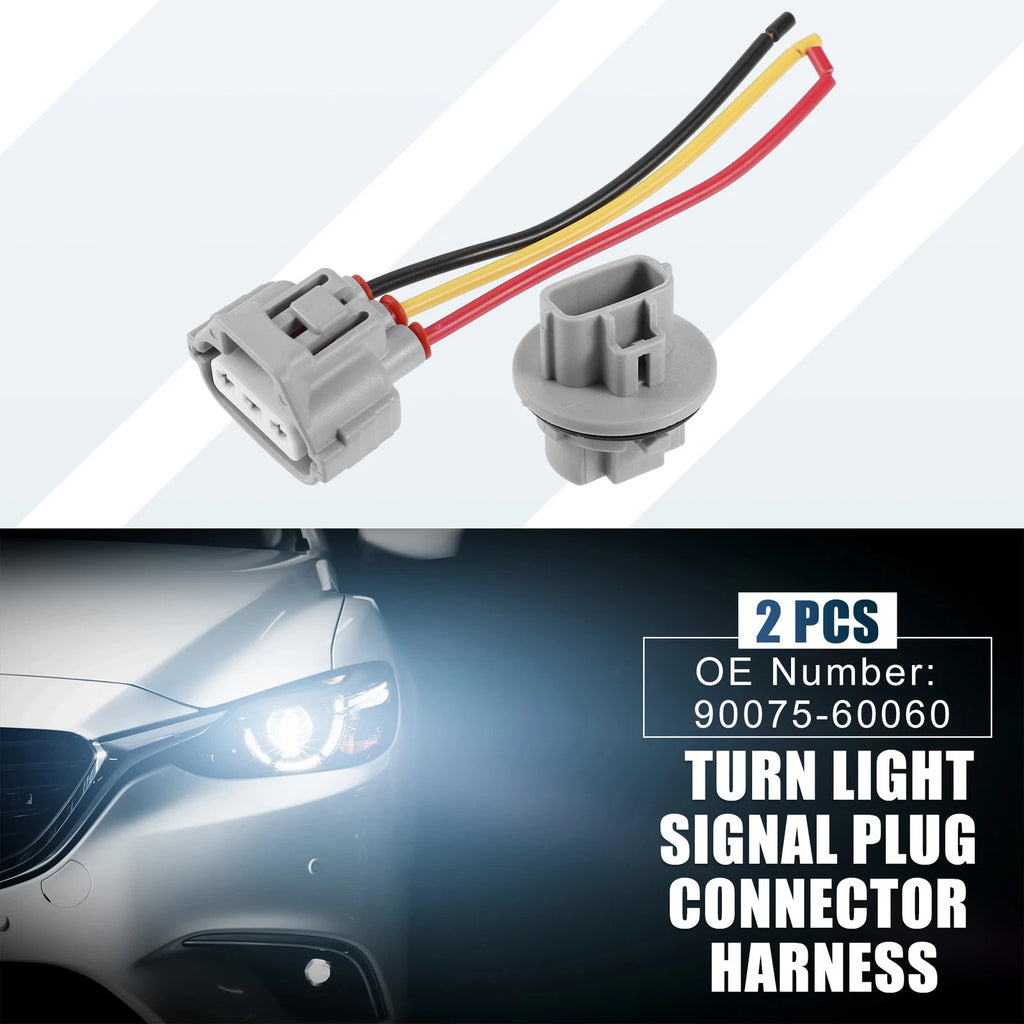 Set of 2 Turn Light Signal Plug Connector Harness 90075-60060 for Toyota
