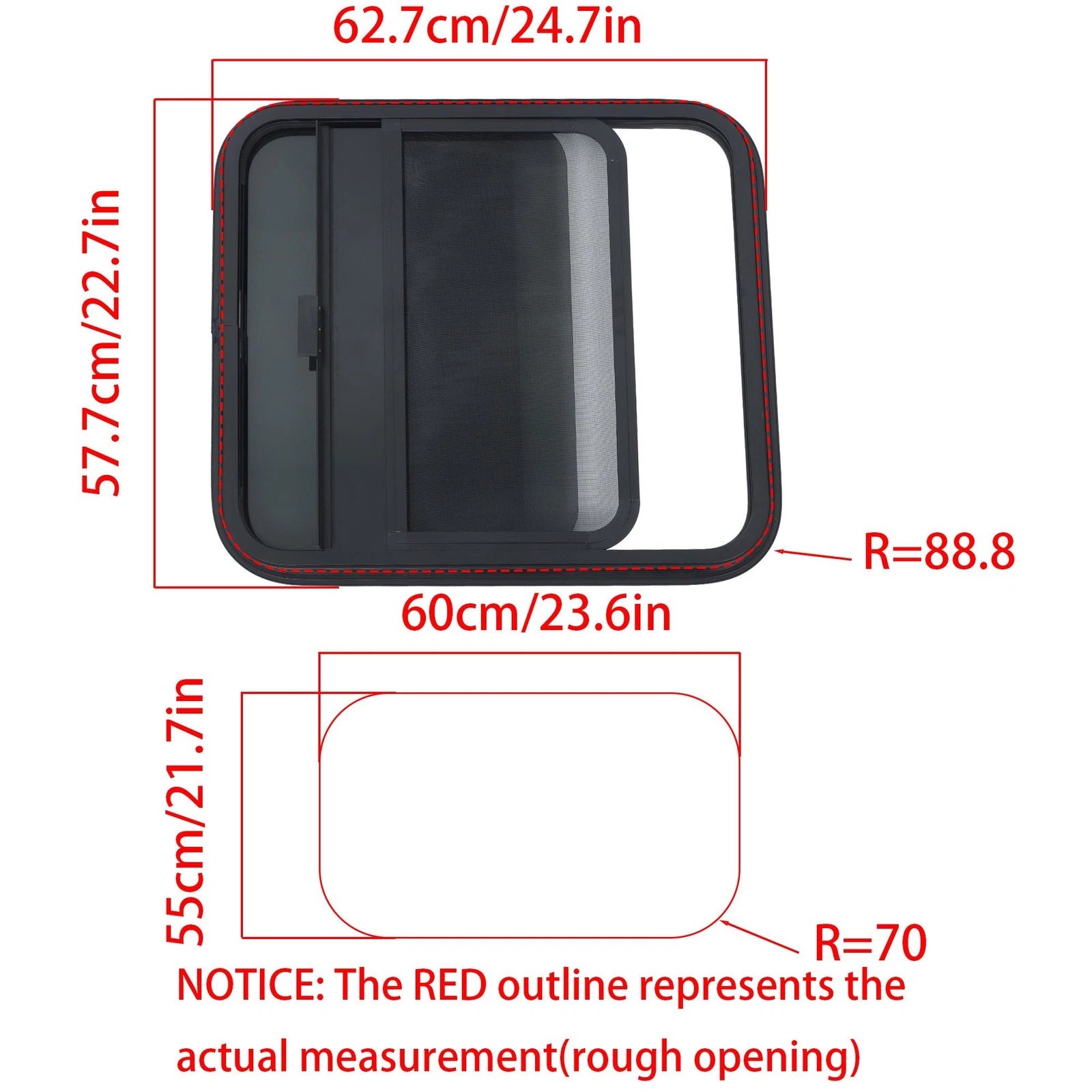 24" x 22" RV Horizontal Slide Window Trim Ring for RV (DOT Certified)