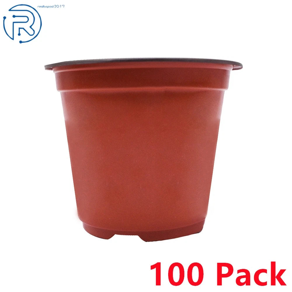 Set of 100 Plastic Round Seedling Pots for Garden Planting