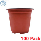 Set of 100 Plastic Round Seedling Pots for Garden Planting