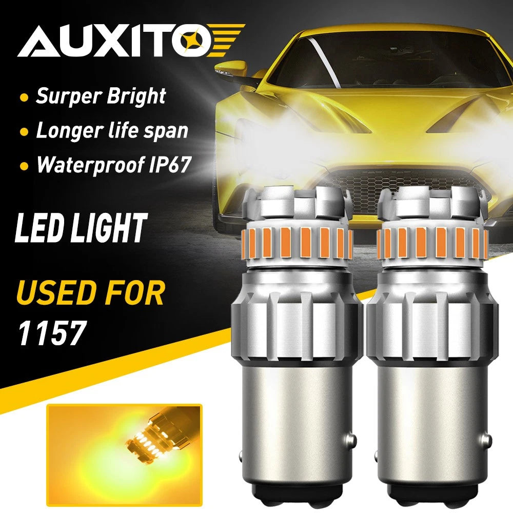2X 1157 LED Amber Yellow Turn Signal Parking Side Marker Light Bulbs for AUXITO