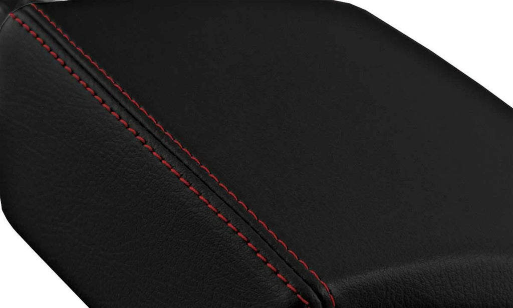 Leather Console Lid Armrest Cover for Buick Regal (2011–2017) Black Red Stitch
