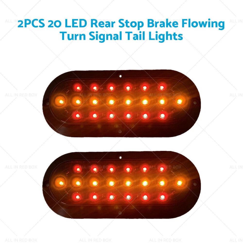 2X LED Rear Stop Brake Flowing Tail Lights for Truck Trailer Caravan