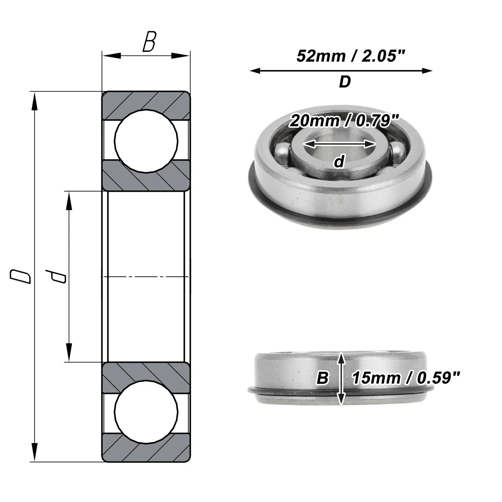 6304NR Deep Groove Ball Bearing for Scooter Skateboard Wheel (P5)