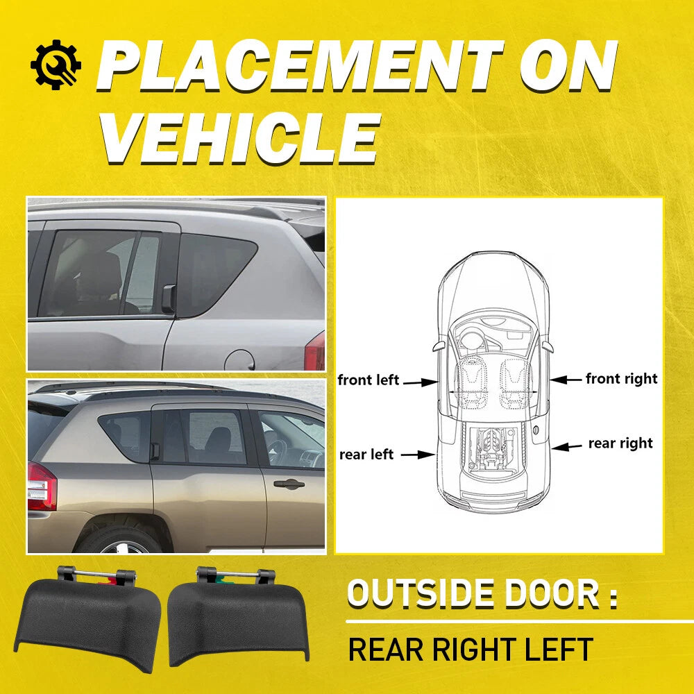 Set of 2 Exterior Door Handles for Jeep Compass (2007–2016) Black