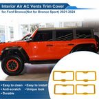 Set of 4 Air Condition Outlet Vent Trim Cover Frame for Ford Bronco (2021–2024) Yellow