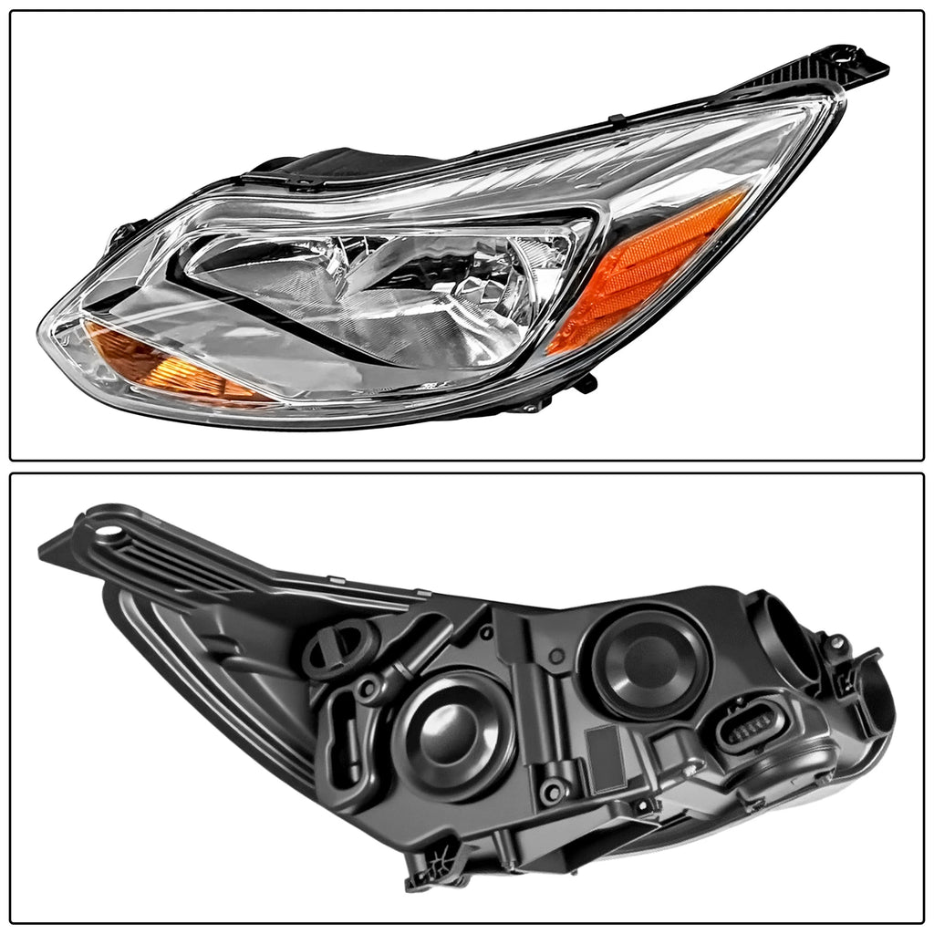 Set of 2 Chrome Headlights for Ford Focus Sedan Hatchback (2012-2014)