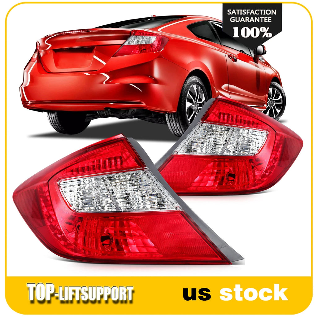 Tail Light Pair for Honda Civic Coupe Sedan (2012) Red Housing