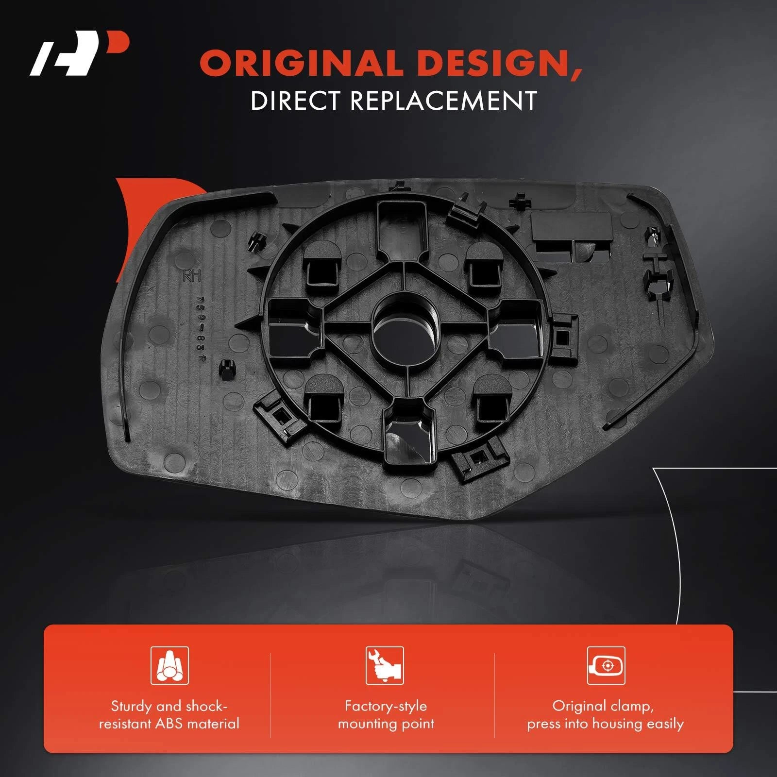 Passenger Manual Mirror Glass for Chevy Silverado 1500 (2014-2018)