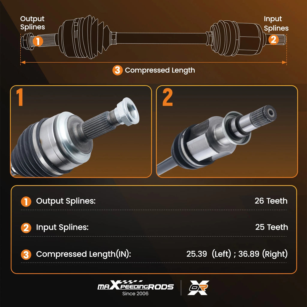 Front Pair CV Axle Joint Shaft Assembly for Honda Civic (2016–2021)
