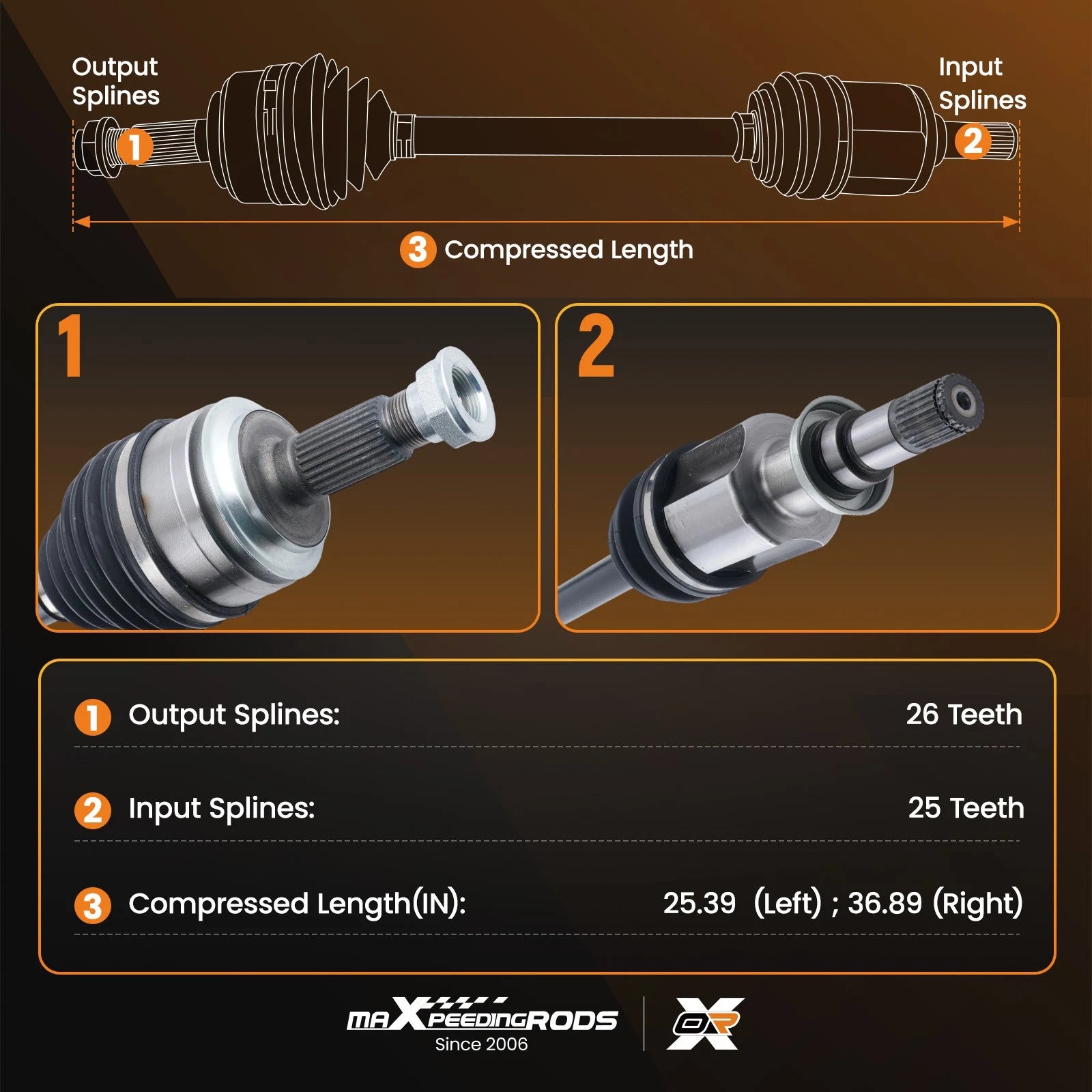 Front Pair CV Axle Joint Shaft Assembly for Honda Civic (2016–2021)