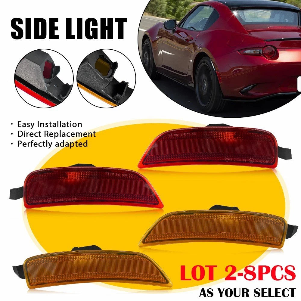 2-8PCS Marker Side Lights Reflector for Mazda Miata MX-5 (2016–2023) Amber Red EXV