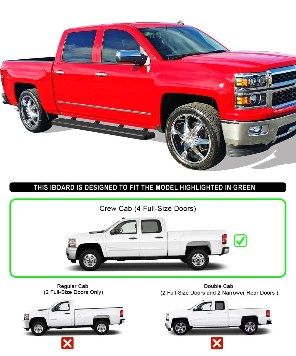 iBoard Stainless Steel 6in Bars for Chevy Silverado GMC Sierra (2007-2018)