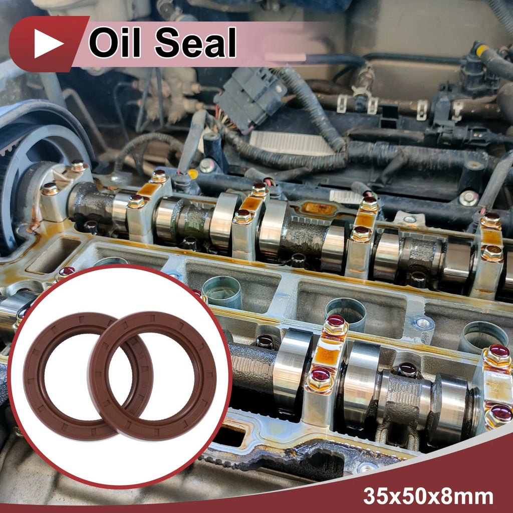 2X Oil Seal Rotary Shaft Seal for Various Models (35x50x8mm) FKM Rubber