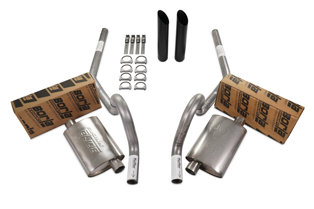 2.5" Dual Exhaust Kit for GM A Body (1964–1972) - Borla Pro XS, Black Tip