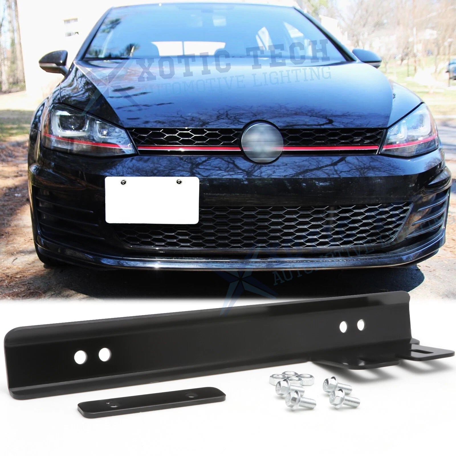 JDM Universal Black Front Bumper License Plate Relocator Bracket Holder (2010–2020)