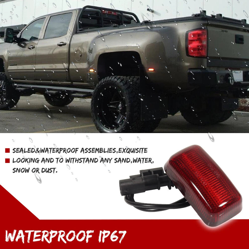 2X Red Lens Full LED Rear Fender Marker Lights for Chevy GMC 2500/3500HD (2015–2023)