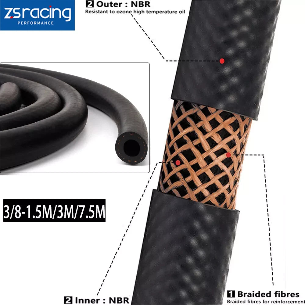 3/8” Nitrile Rubber EFI Fuel Injection Line Hose for Gas (Flexible)