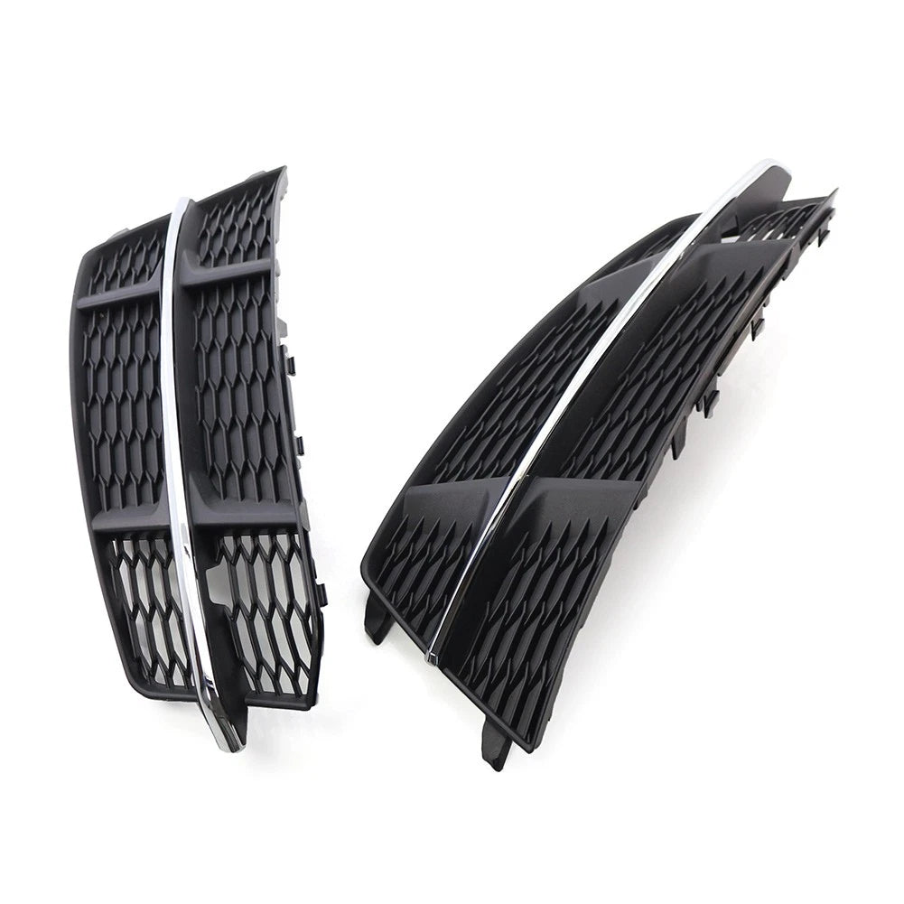 Set of 2 Front Bumper Lower Side Grilles for Audi A6 C7 SLine (2014–2018) Black Chrome