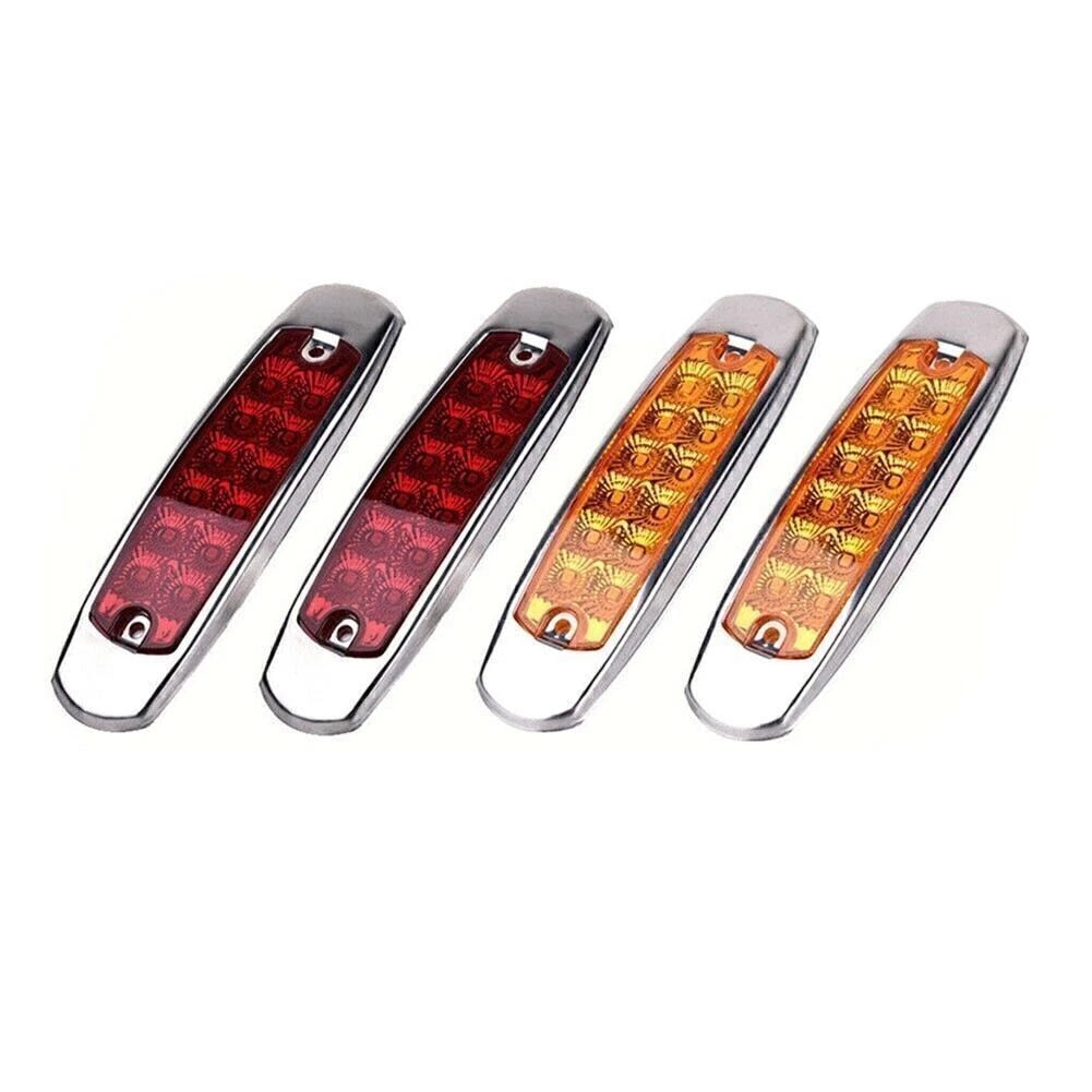 Set of 4 LED Sealed Side Marker Clearance Lights for Trailer (2 Red + 2 Amber)