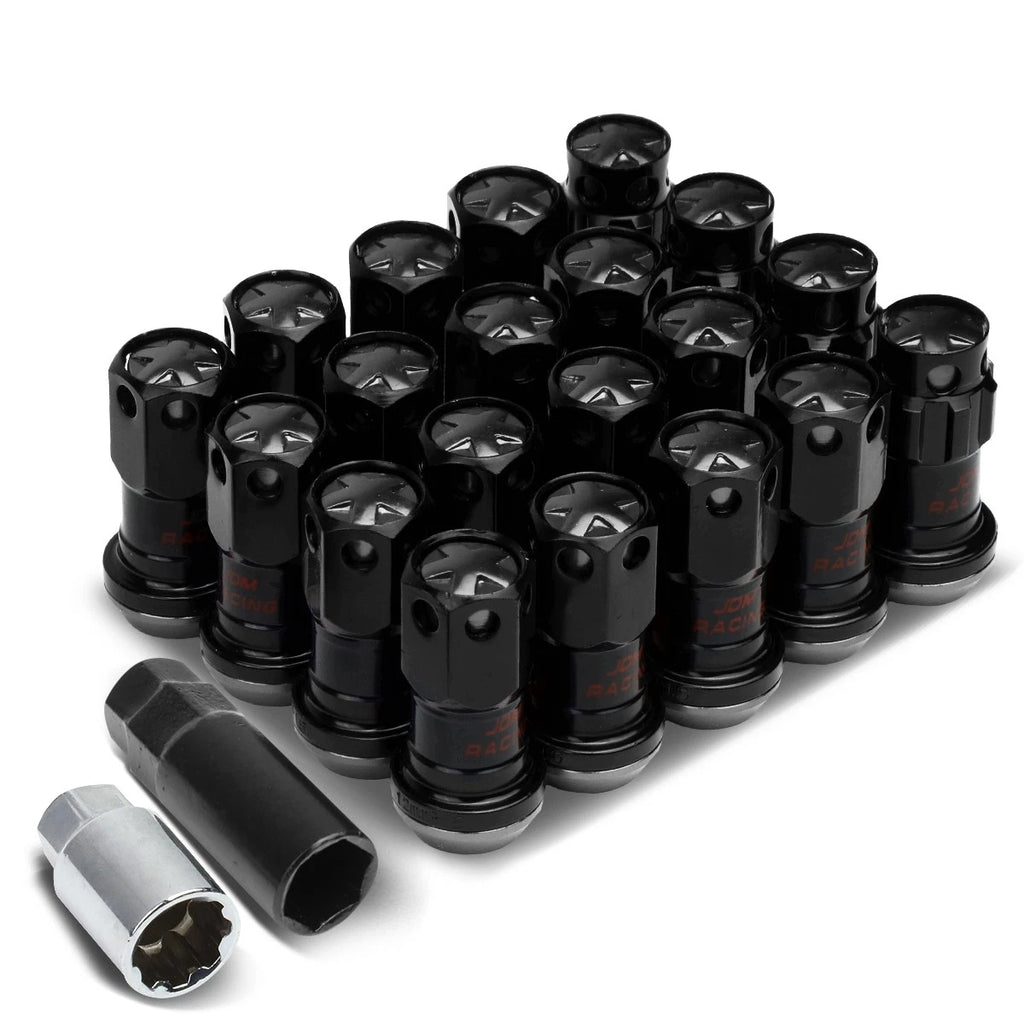 Set of 16 Aluminum Black Lug Nuts + Adapter M12x1.5 for Rims