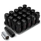 Set of 16 Aluminum Black Lug Nuts + Adapter M12x1.5 for Rims