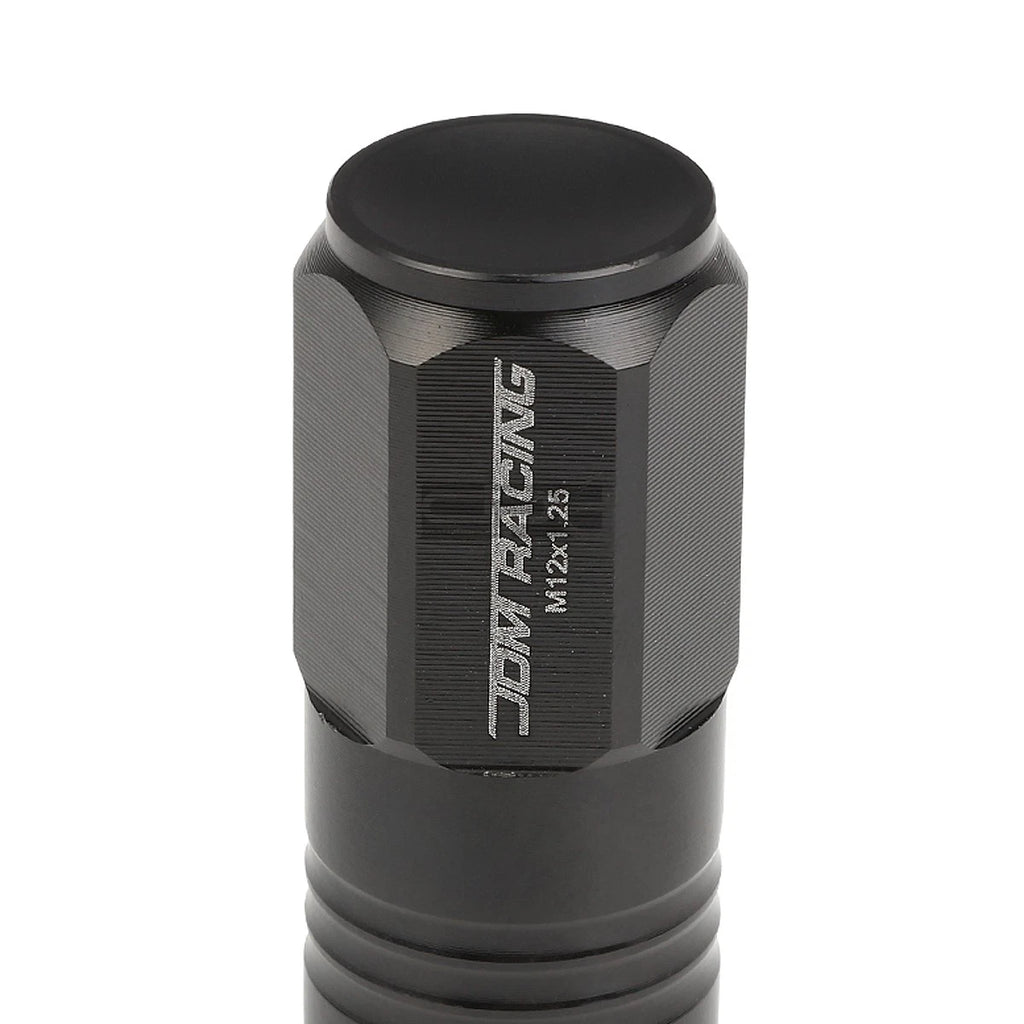 20 PCS Closed End M12x1.25 50mm Tall Black Aluminum Lug Nuts + Adapter
