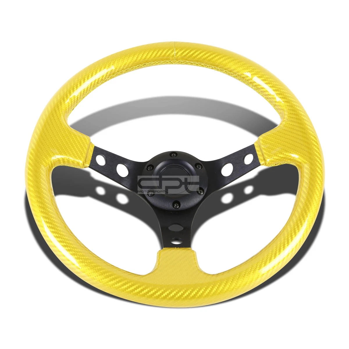 350MM Deep Dish Steering Wheel for Classic Cars (6-Hole, Carbon Fiber Look)