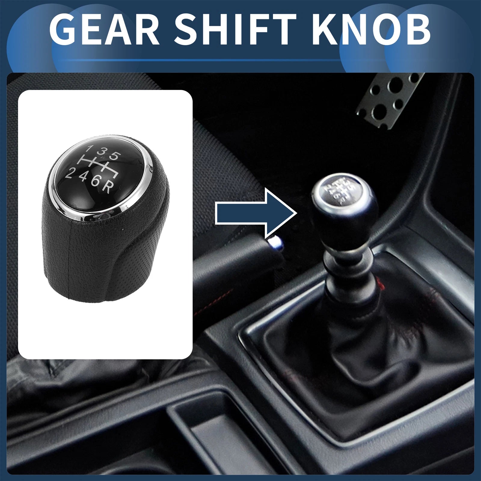 6 Speed Manual Gear Shift Knob for Suzuki SX4 S-Cross (2016–2021) Black Plastic
