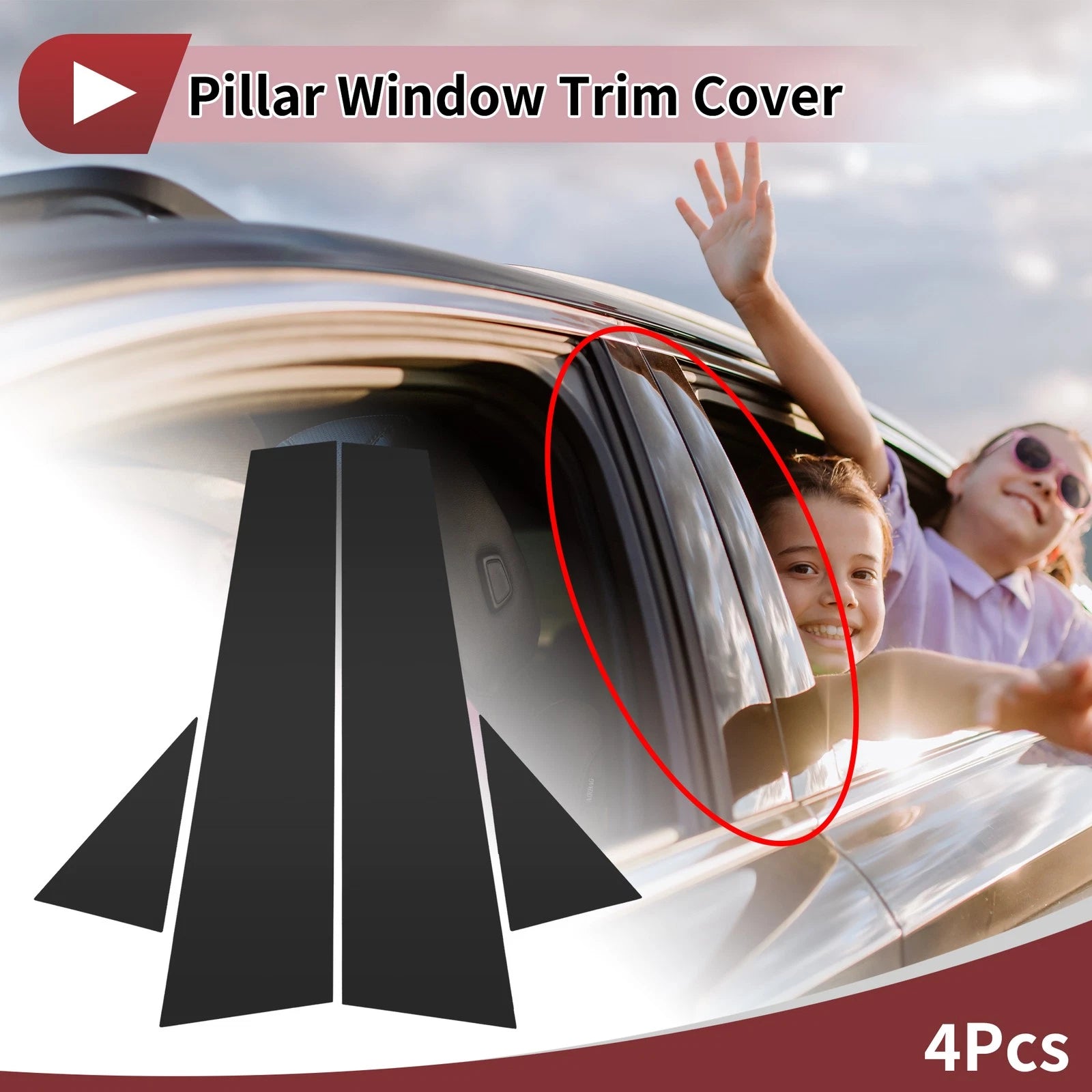 Set of 4 Door Pillar Window Trim for Audi A4 (2003–2013) Black