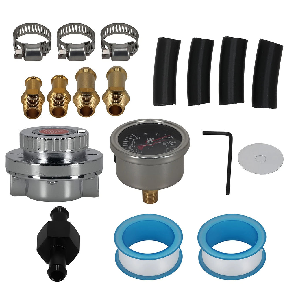 Universal Adjustable Fuel Pressure Regulator Kit for Carburetor Engines (1-5 PSI)