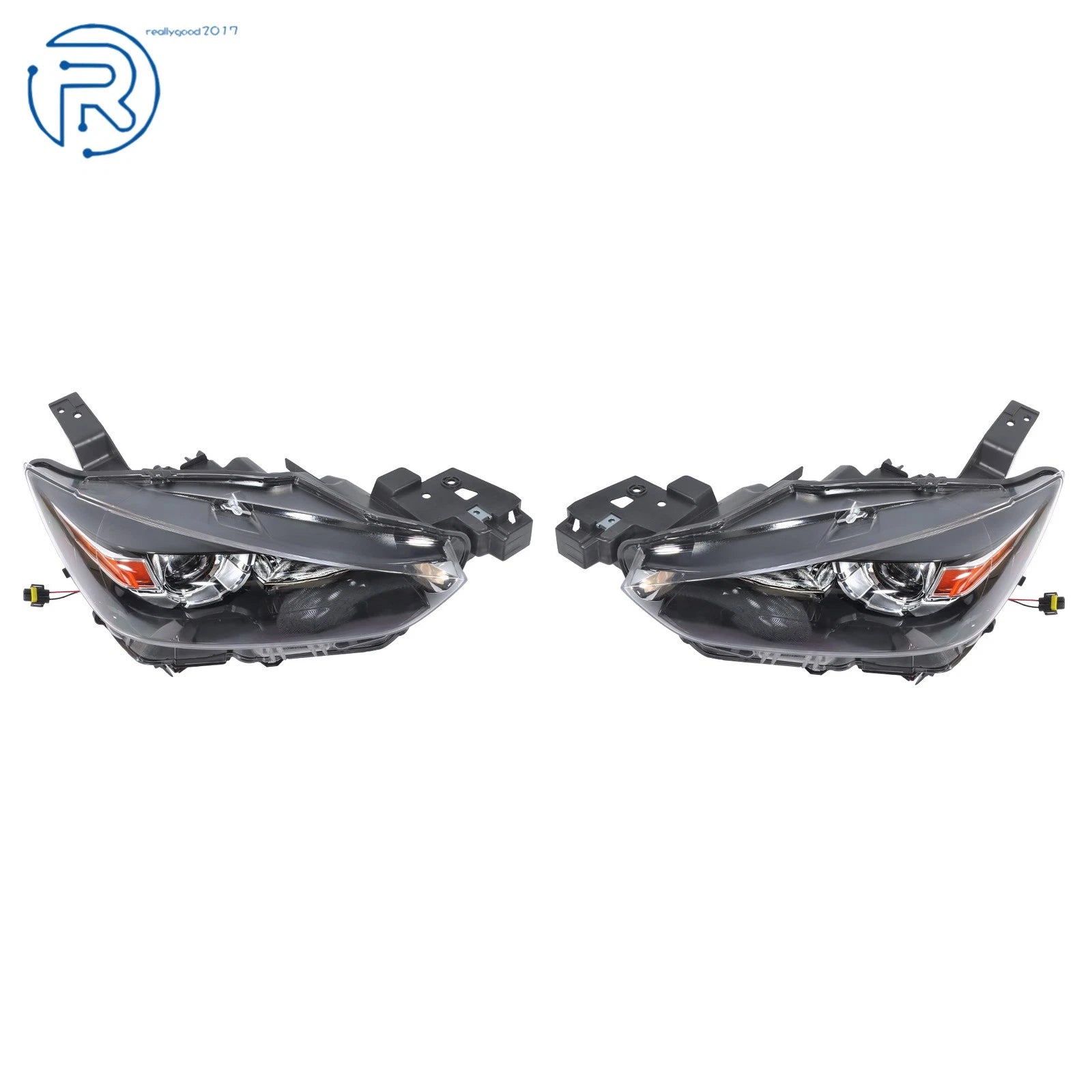 LH+RH Side Pair Halogen Black Housing Headlights for Mazda CX-3 (2016–2022)