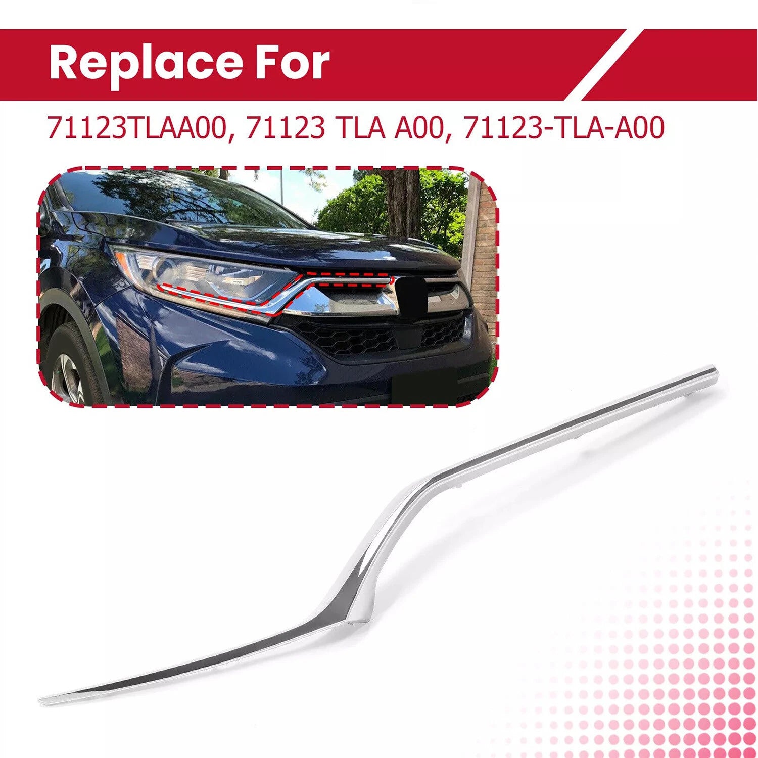 Chrome Right Headlight Molding Trim for Honda CR-V (2017–2019)