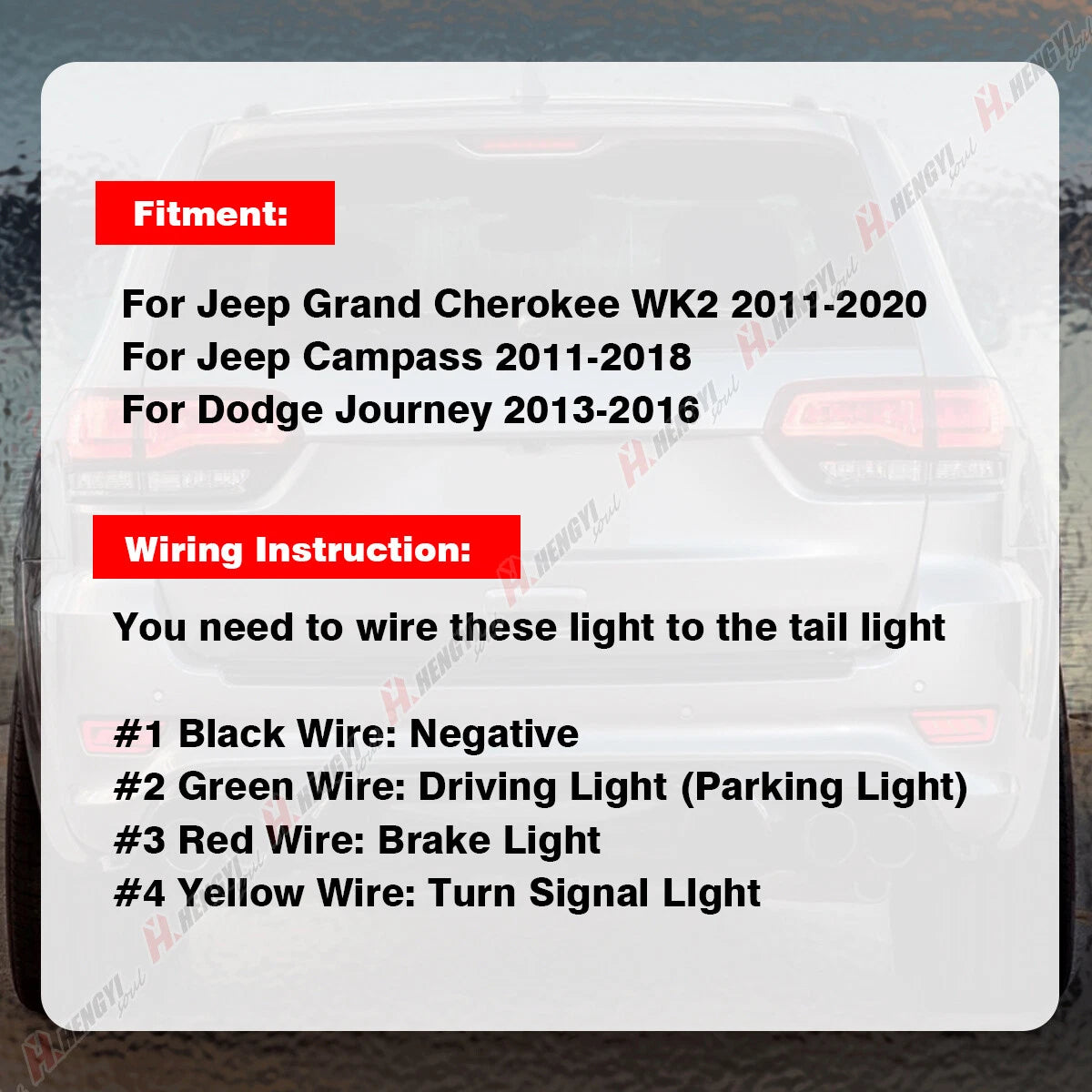LED Rear Fog Light Kit for Jeep Grand Cherokee (2011–2021)