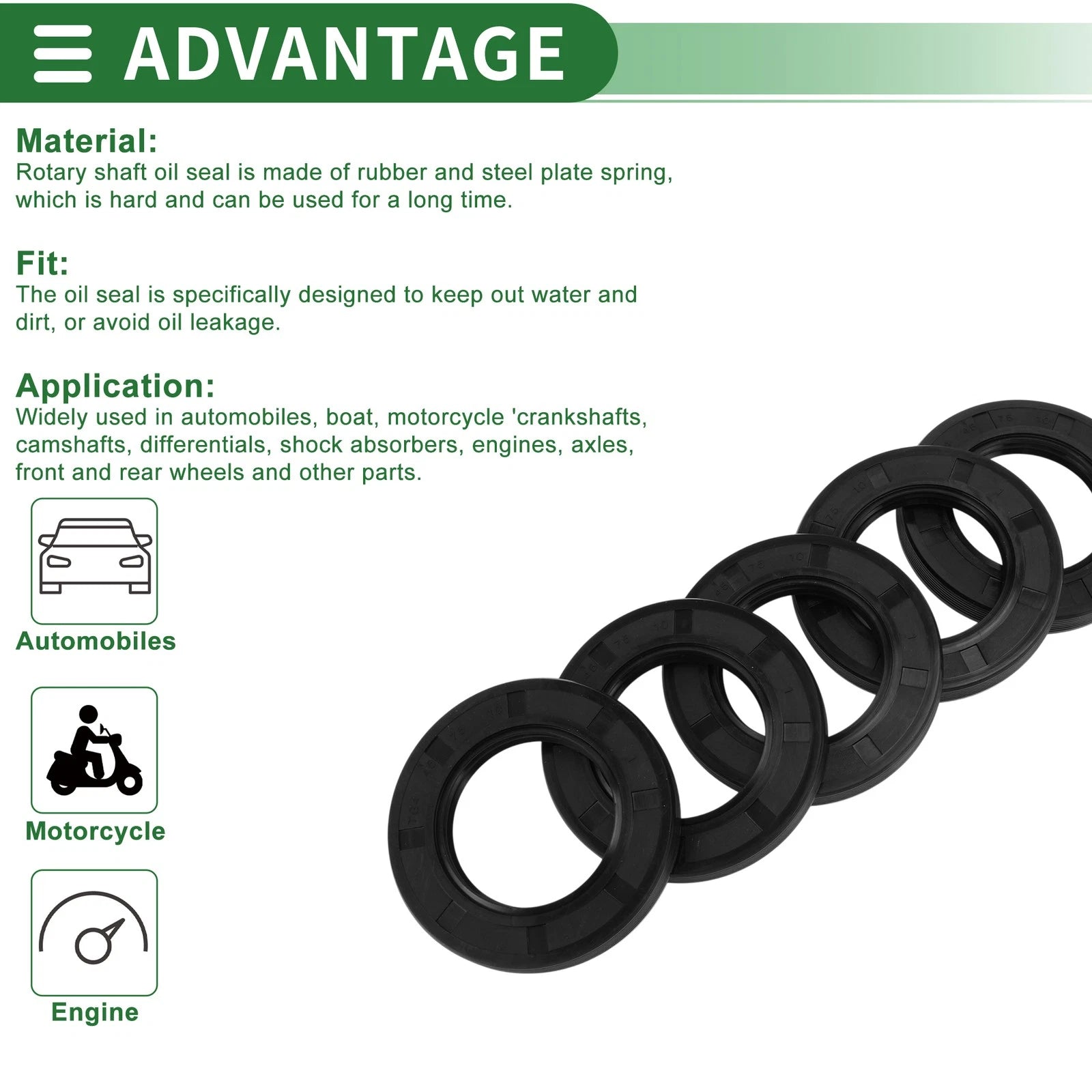 Oil Seal for Rotary Shaft (45x75x10mm) NBR Rubber High Pressure