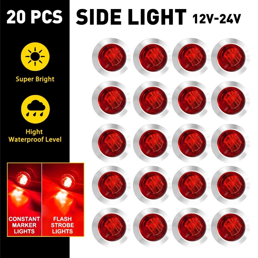 20PCS Red LED Side Marker Lights for