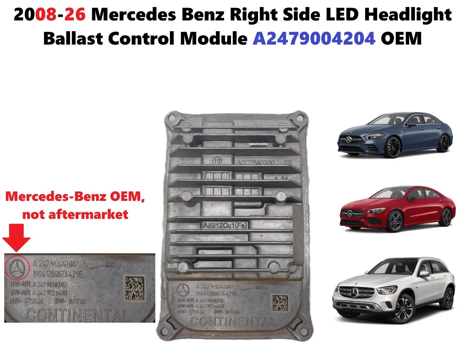 LED Headlight Ballast Control Module for Mercedes-Benz (2008–2016) A2479004204