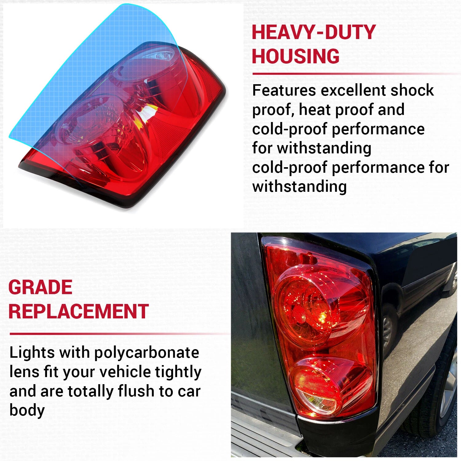 Right Tail Light Lamp for Dodge Ram 1500 2500 3500 (2007-2009)