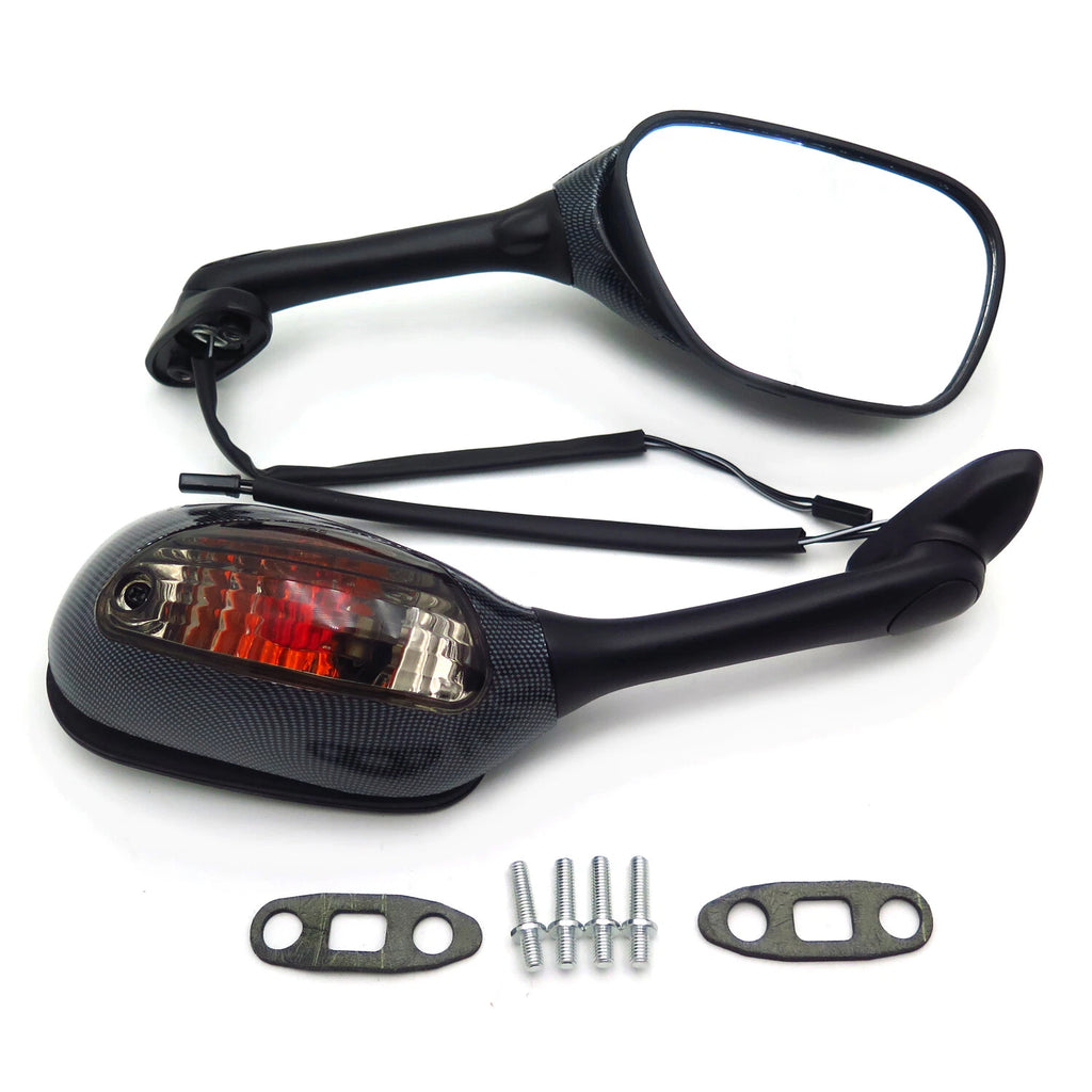 Integrated Turn Signal Mirrors for Suzuki GSXR 1000 (2005–2012) Carbon Smoke