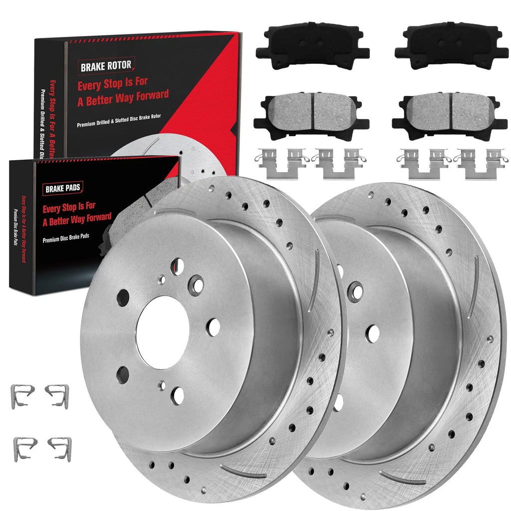 Set of 2 Rear Disc Rotors & Ceramic Pads for Lexus RX330 RX350 (2004–2007)