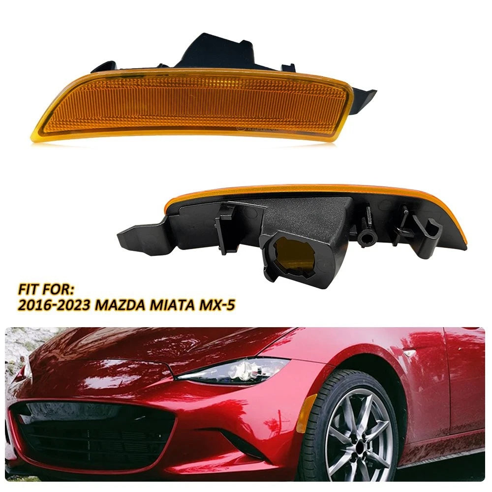 2X Amber Lens Front Bumper Side Marker Lights for Mazda MX-5 Miata (2016–2022)