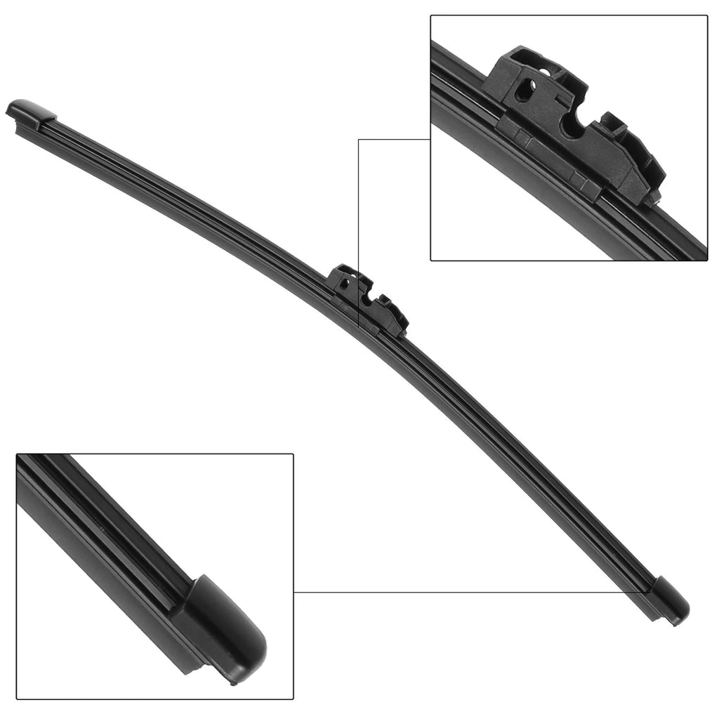 11" Rear Windshield Wiper Blades for Ford (Rubber, Plastic, Black)