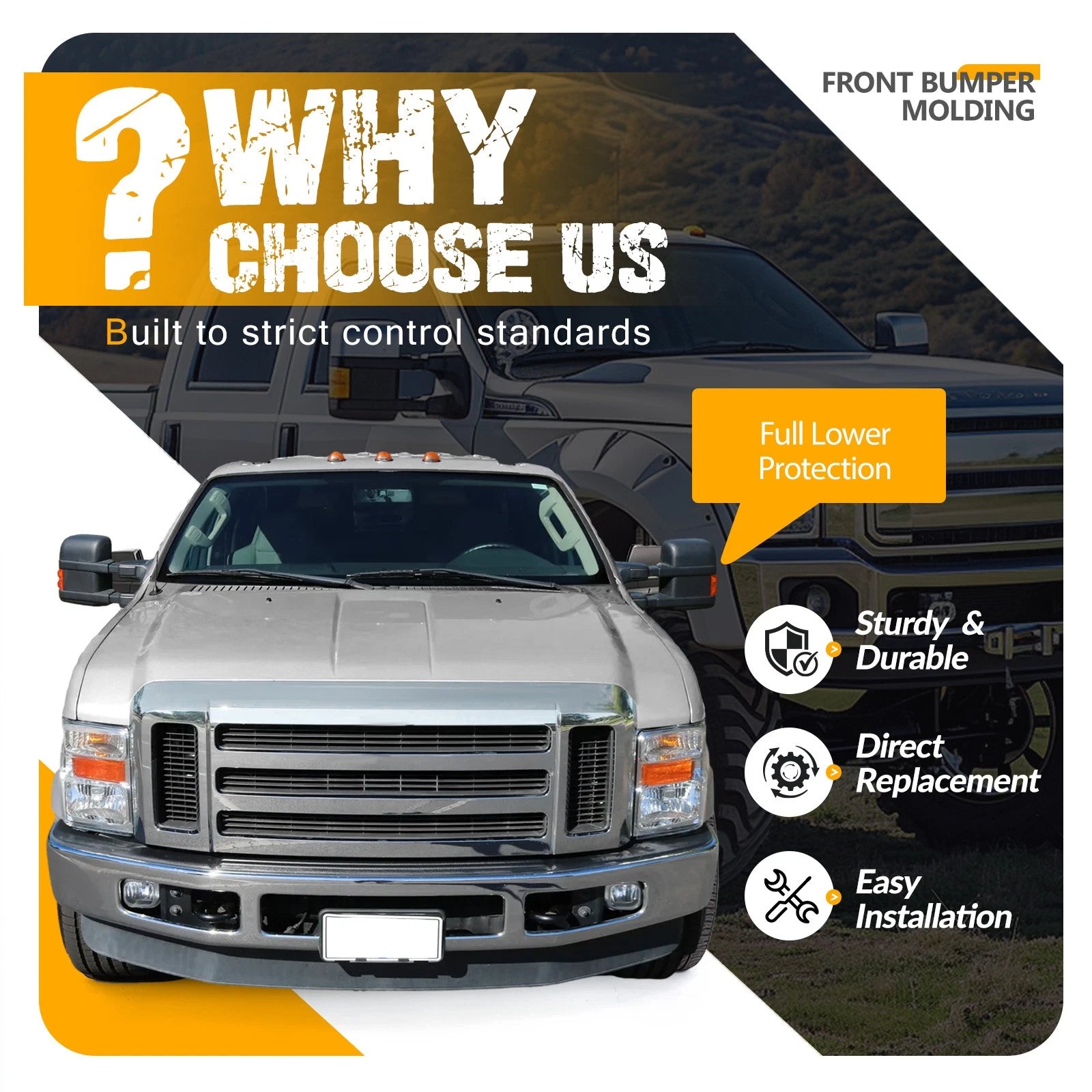 Front Bumper Trim for Ford F-250 F-350 F-450 F-550 Super Duty (2008–2010)