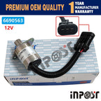 12V Solenoid 6690563 7136559 for Bobcat A220 450 453 751 S70 S150 S160 S175 (2000–2023)
